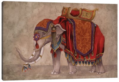 Ceremonial Elephants I Canvas Art Print - Indian Décor