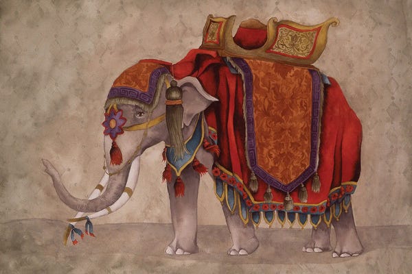 Elizabeth Medley: Ceremonial Elephants I by Elizabeth Medley