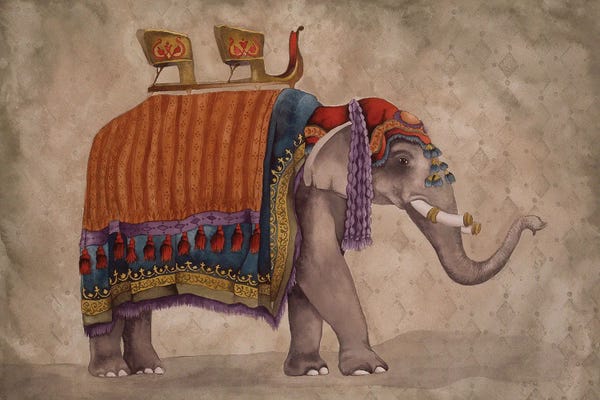 Indian Décor: Ceremonial Elephants II by Elizabeth Medley