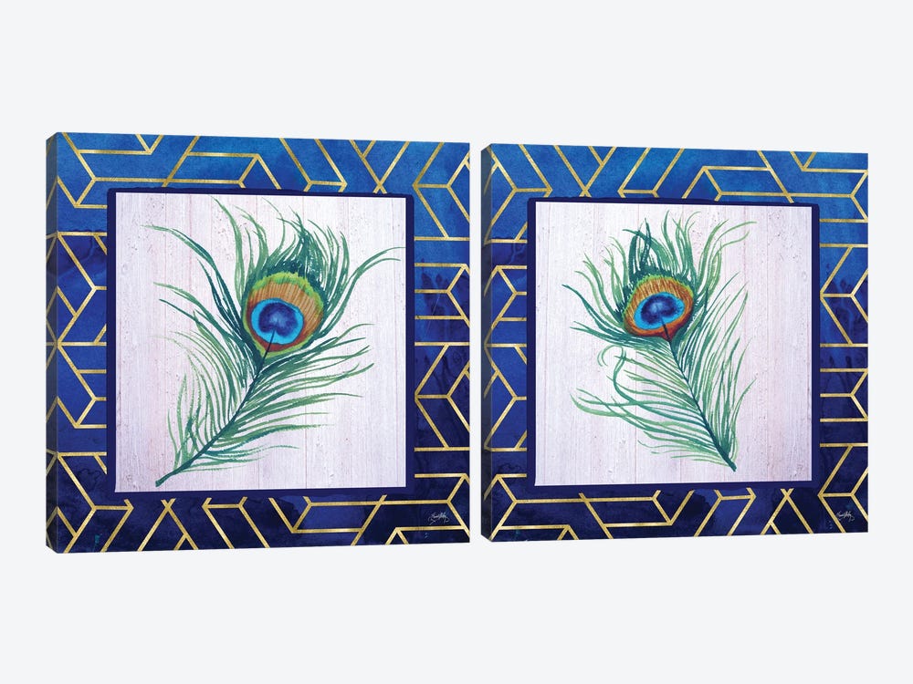 Peacock Feather Diptych by Elizabeth Medley 2-piece Canvas Art Print