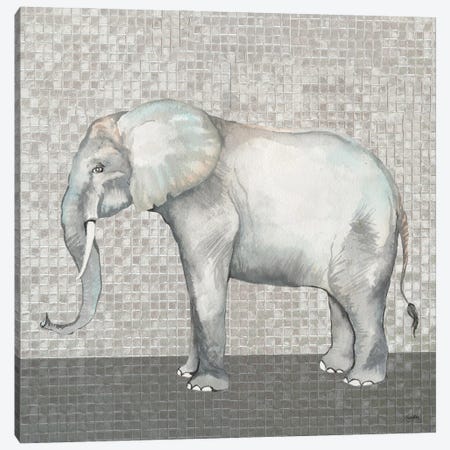Introspective Elephant Canvas Print #EMD39} by Elizabeth Medley Art Print