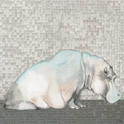 Introspective Hippo by Elizabeth Medley art print