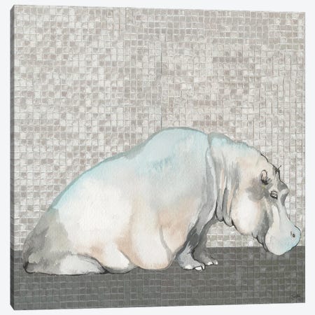 Introspective Hippo Canvas Print #EMD40} by Elizabeth Medley Canvas Art