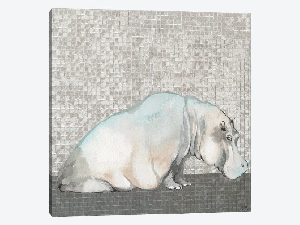 Introspective Hippo by Elizabeth Medley 1-piece Canvas Artwork