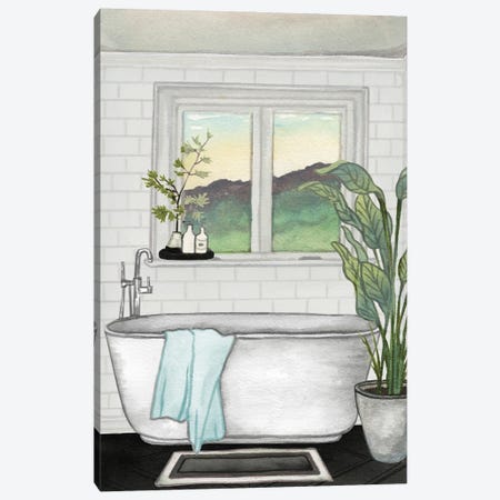 Modern Black and White Bath I Canvas Print #EMD45} by Elizabeth Medley Art Print