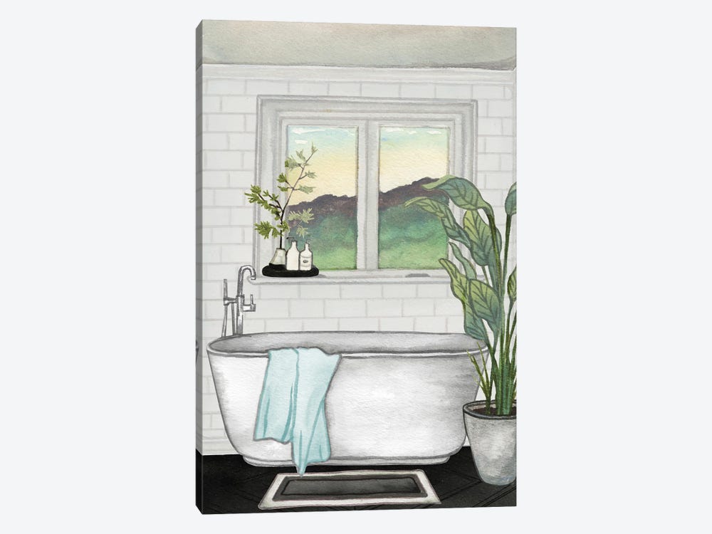 Modern Black and White Bath I by Elizabeth Medley 1-piece Canvas Print