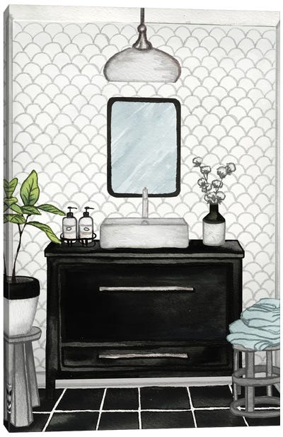 Modern Black and White Bath II Canvas Art Print - Elizabeth Medley