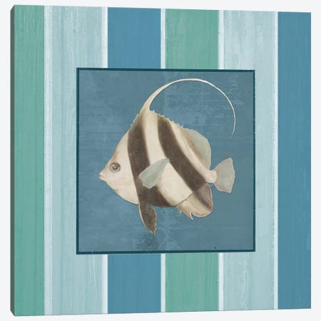 Fish on Stripes I Canvas Print #EMD5} by Elizabeth Medley Canvas Art Print