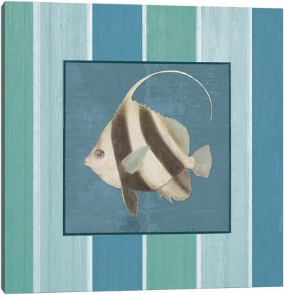 Fish on Stripes I Canvas Art Print - Elizabeth Medley