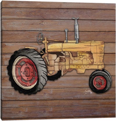 Tractor on Wood I Canvas Art Print - Tractors