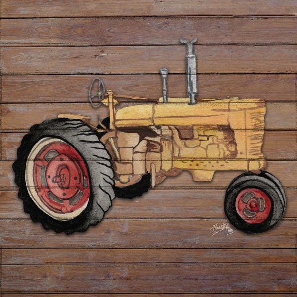 Elizabeth Medley: Tractor on Wood I by Elizabeth Medley