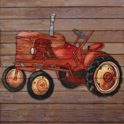 Tractor on Wood II by Elizabeth Medley canvas print