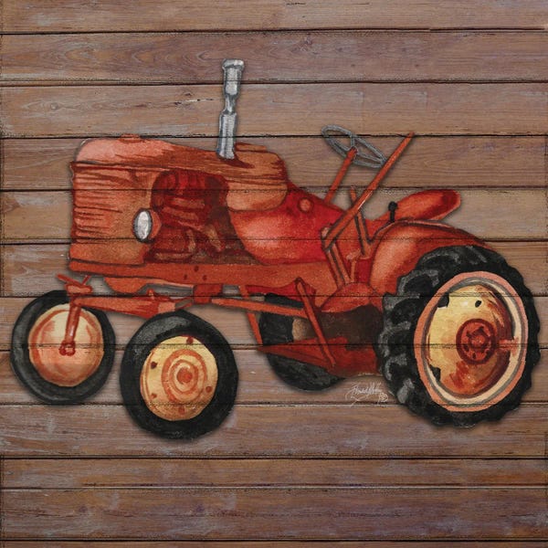 Tractors: Tractor on Wood II by Elizabeth Medley