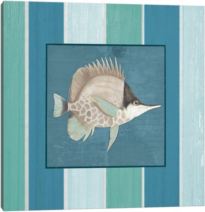 Fish on Stripes II Canvas Art Print - Elizabeth Medley