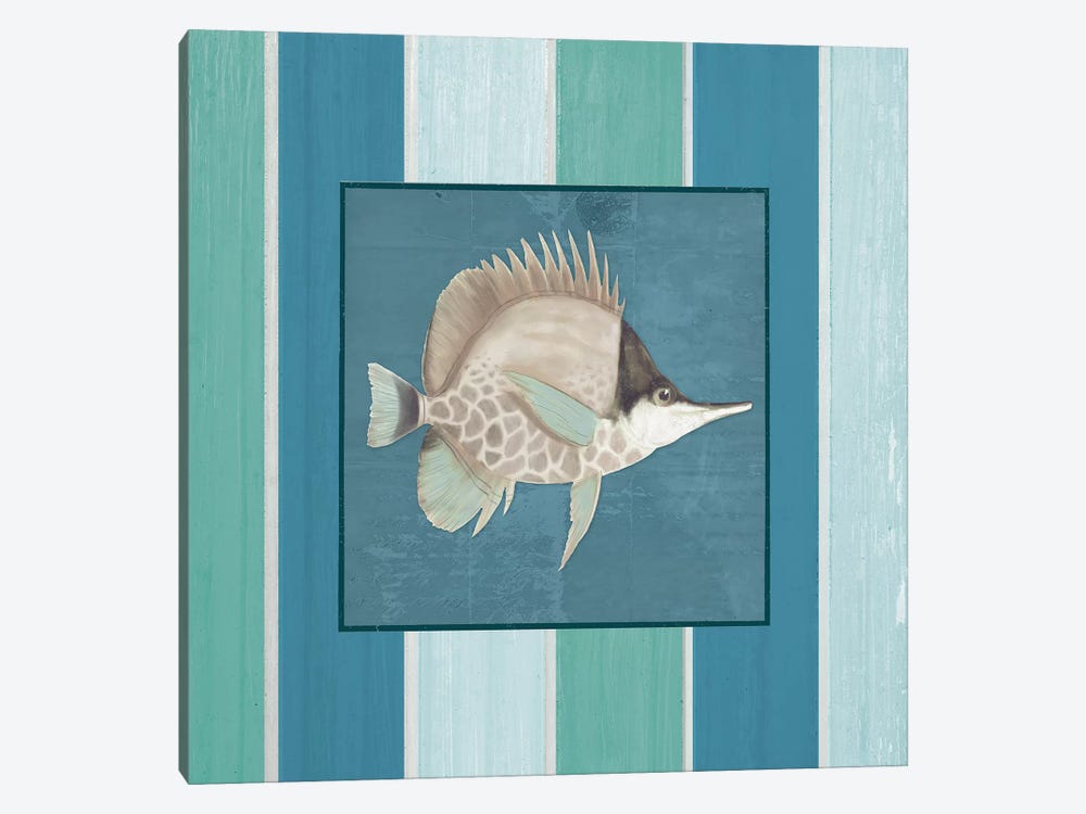 Fish on Stripes II by Elizabeth Medley 1-piece Canvas Wall Art