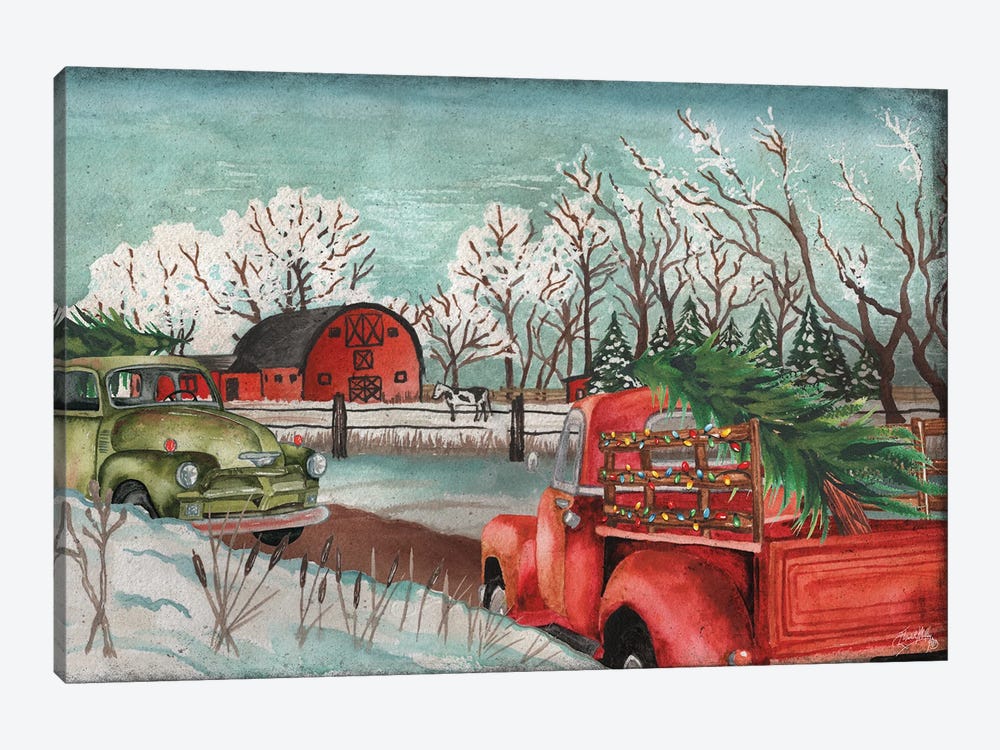 Winter Time on the Farm with Lights by Elizabeth Medley 1-piece Art Print