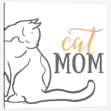 Cat Mom Canvas Print #EMD81} by Elizabeth Medley Canvas Artwork