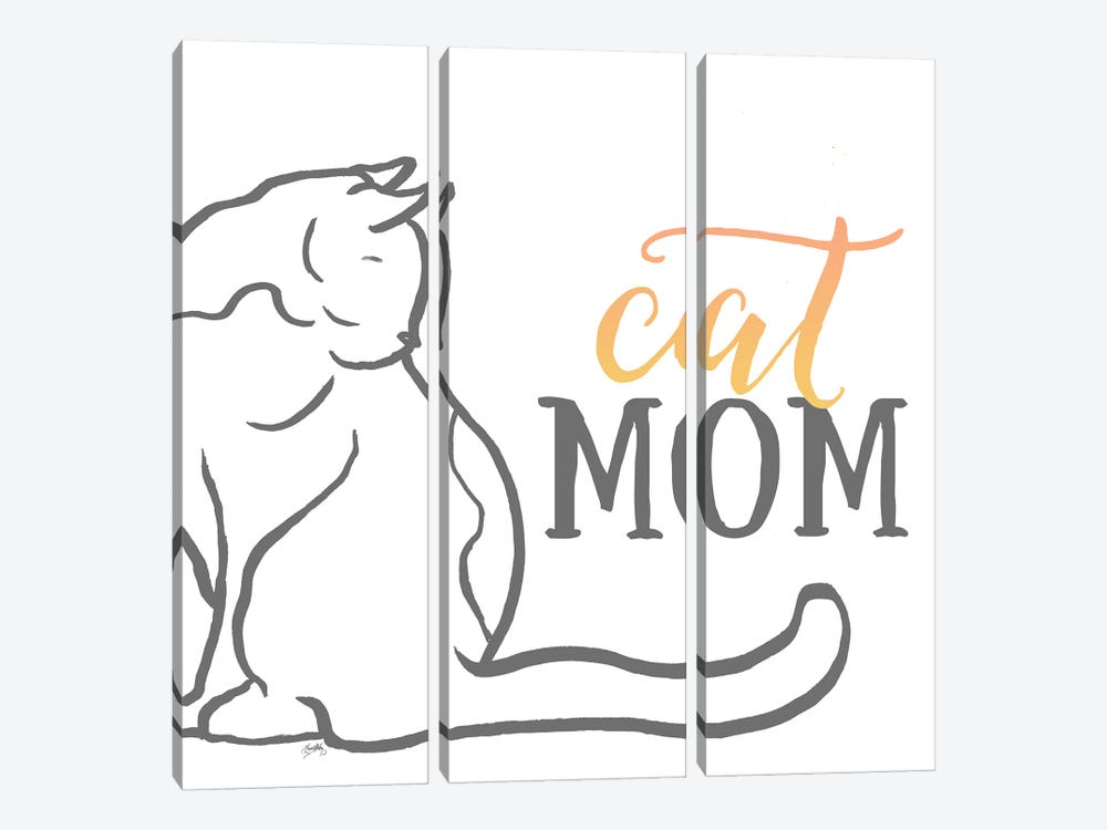 Cat Mom by Elizabeth Medley 3-piece Canvas Print