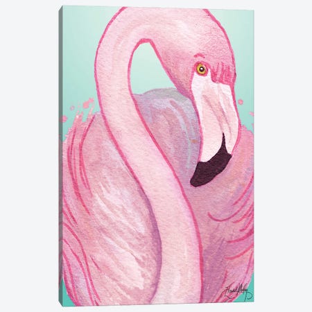 Flamingo Portrait Canvas Print #EMD98} by Elizabeth Medley Art Print