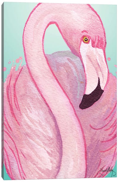 Flamingo Portrait Canvas Art Print - Elizabeth Medley