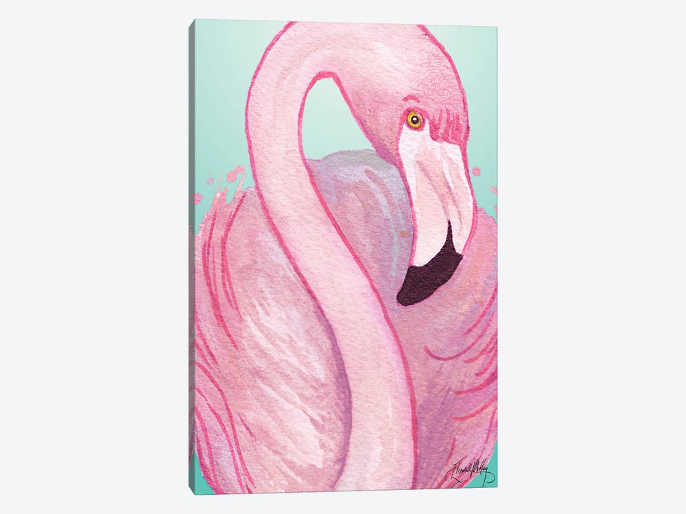 Flamingo Portrait by Elizabeth Medley 1-piece Canvas Art Print