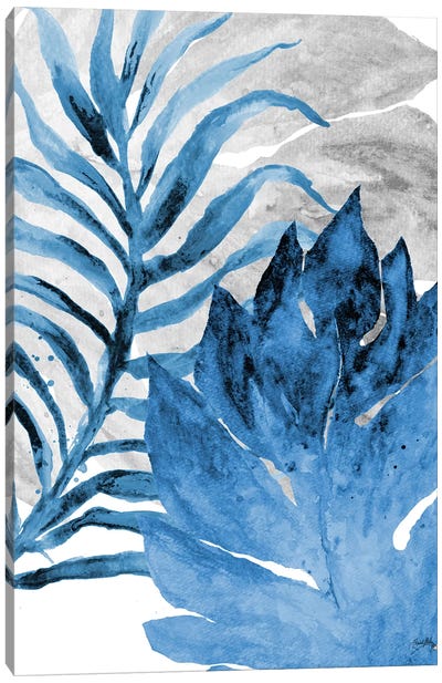 Blue Fern and Leaf I Canvas Art Print - Elizabeth Medley