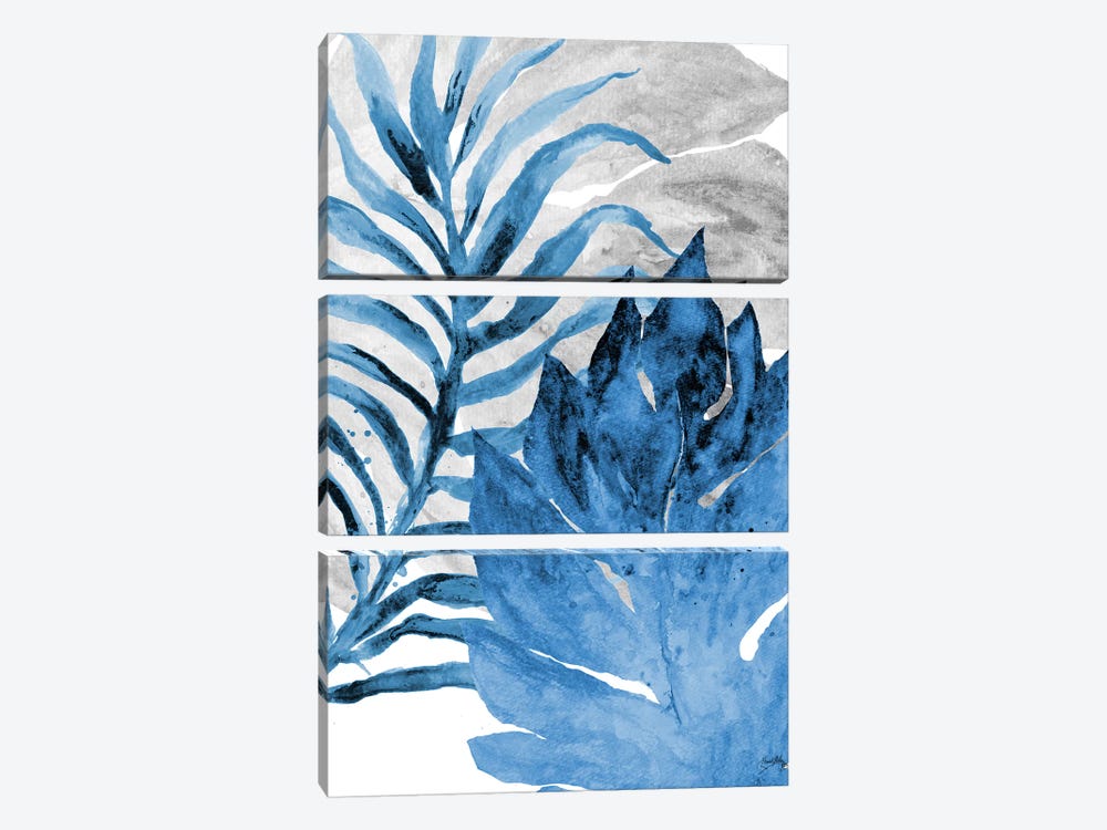 Blue Fern and Leaf I by Elizabeth Medley 3-piece Canvas Art Print