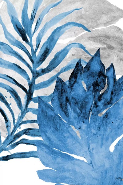 Ferns: Blue Fern and Leaf I by Elizabeth Medley