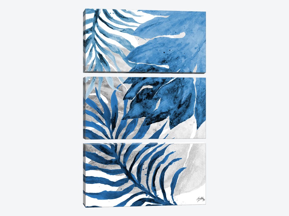 Blue Fern and Leaf II by Elizabeth Medley 3-piece Canvas Artwork