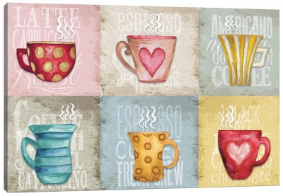 Coffee Pattern Canvas Art Print - Elizabeth Medley