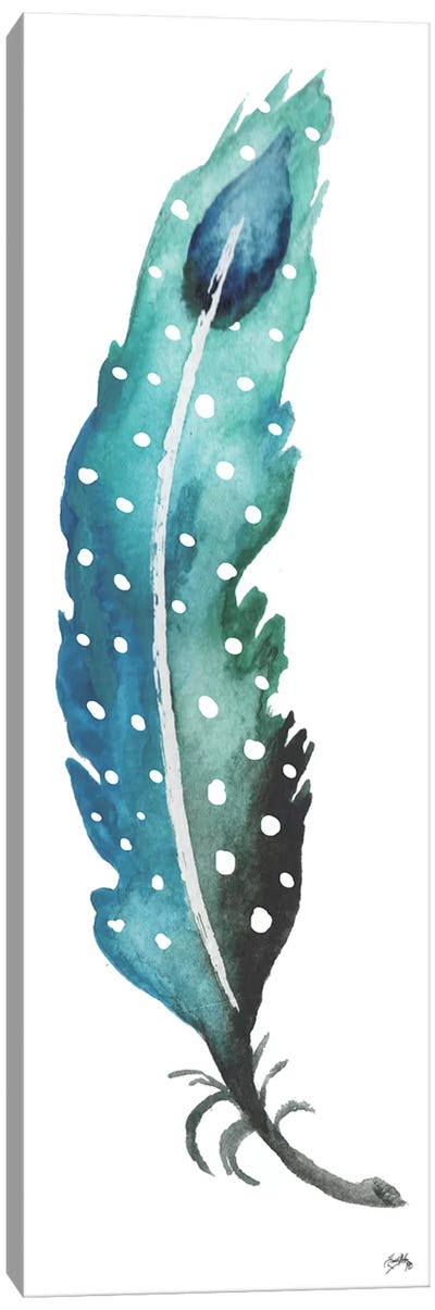 Dotted Blue Feather I Canvas Art Print - Elizabeth Medley