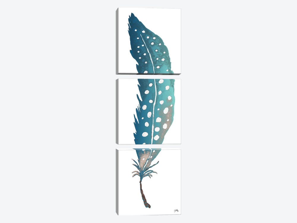 Dotted Blue Feather II by Elizabeth Medley 3-piece Canvas Art Print