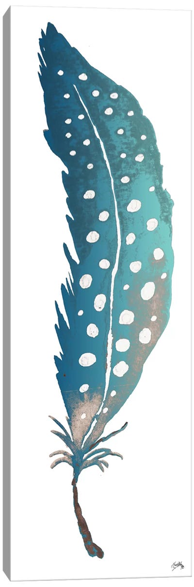 Dotted Blue Feather II Canvas Art Print - Feather Art