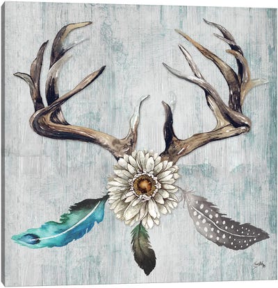 Feathery Antlers I Canvas Art Print - Feather Art