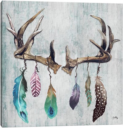 Feathery Antlers II Canvas Art Print - Antler Art