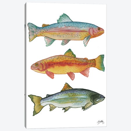 Lake Fishing Canvas Print #EME150} by Elizabeth Medley Art Print