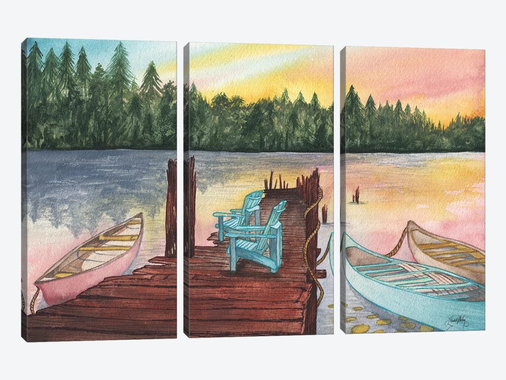 Lake Sunsets by Elizabeth Medley 3-piece Canvas Print