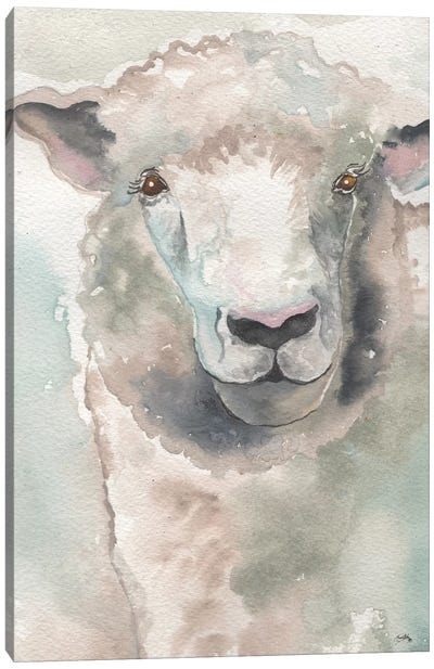 Muted Lamb Canvas Art Print - Sheep Art