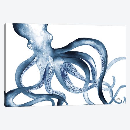 Octopus in the Blues Canvas Print #EME158} by Elizabeth Medley Canvas Print