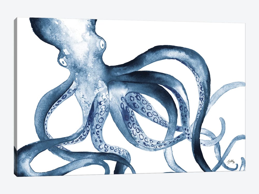 Octopus in the Blues by Elizabeth Medley 1-piece Canvas Art