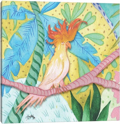 Playful Parrot Canvas Art Print - Elizabeth Medley