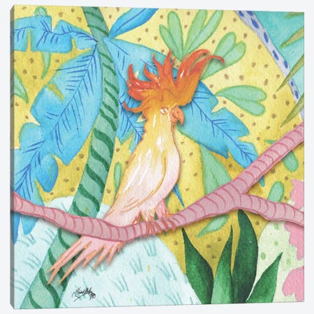 Playful Parrot Canvas Print #EME162} by Elizabeth Medley Canvas Art