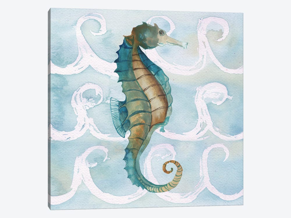 Sea Creatures on Waves II by Elizabeth Medley 1-piece Canvas Wall Art