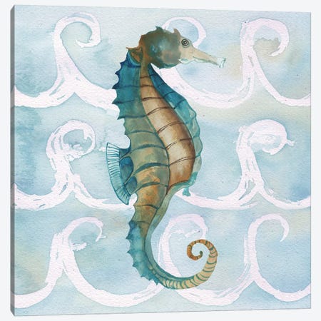 Sea Creatures on Waves II Canvas Print #EME165} by Elizabeth Medley Canvas Print