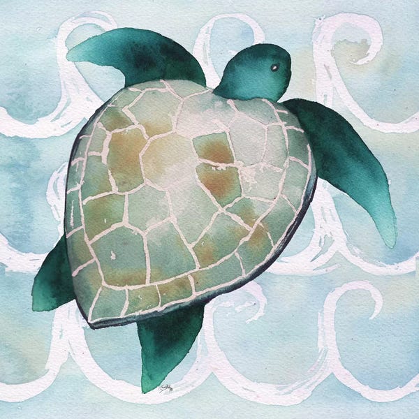 Turtles: Sea Creatures on Waves III by Elizabeth Medley