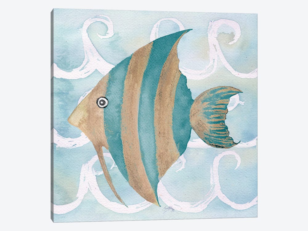 Sea Creatures on Waves IV by Elizabeth Medley 1-piece Canvas Art