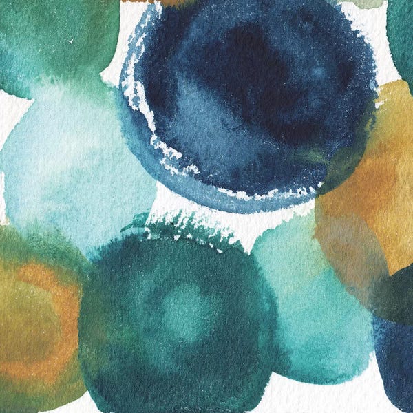 Teal Abstract Art: Teal Watermarks Square I by Elizabeth Medley