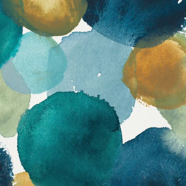 Teal Abstract Art: Teal Watermarks Square II by Elizabeth Medley