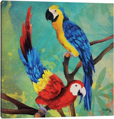 Tropical Birds in Love II Canvas Art Print - Elizabeth Medley