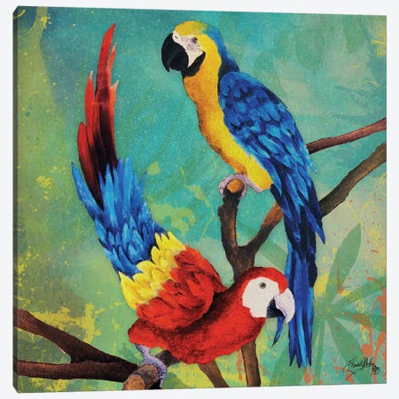 Tropical Birds in Love II Canvas Print #EME174} by Elizabeth Medley Canvas Wall Art
